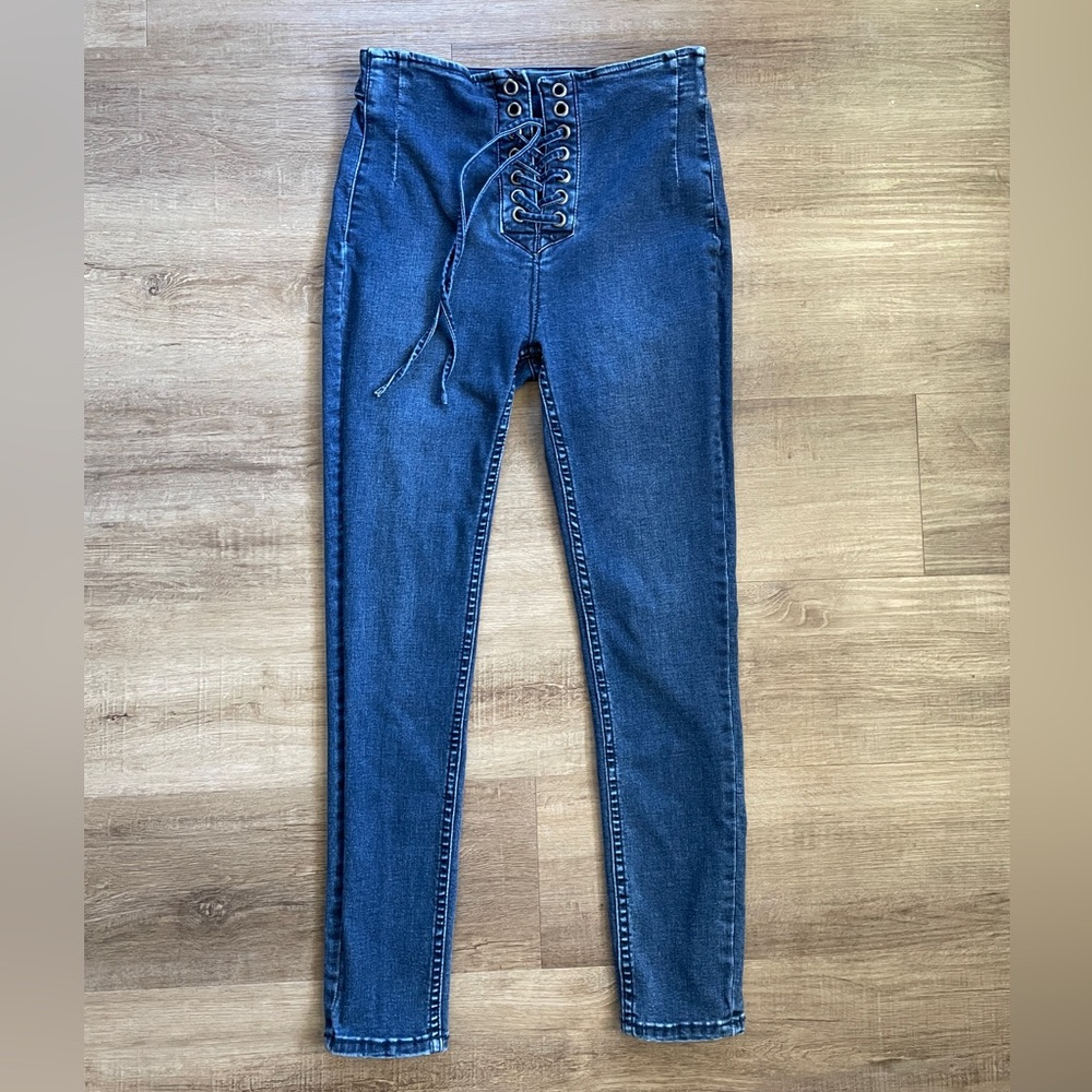 Free People Lace Up Skinny Jeans - Picture 5 of 6